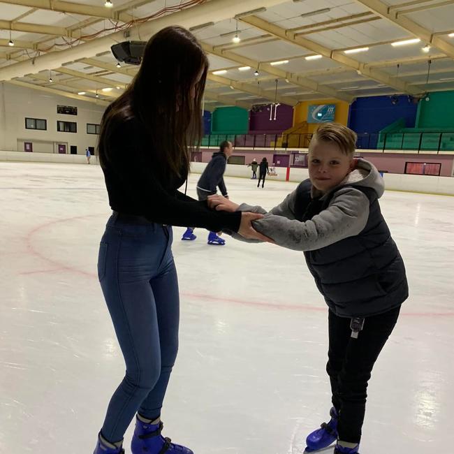 Gemma Thorley shared photos on Facebook of her ice skating with Tristian. Picture: Supplied
