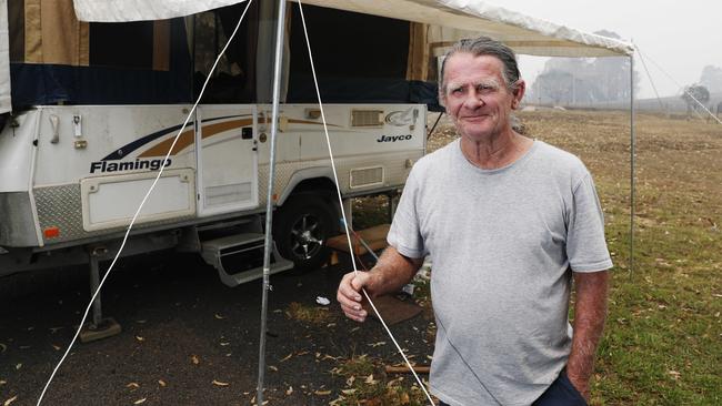 Paul Gallagher with the caravan donated to him after losing his house in Quaama. Picture: Nikki Short.