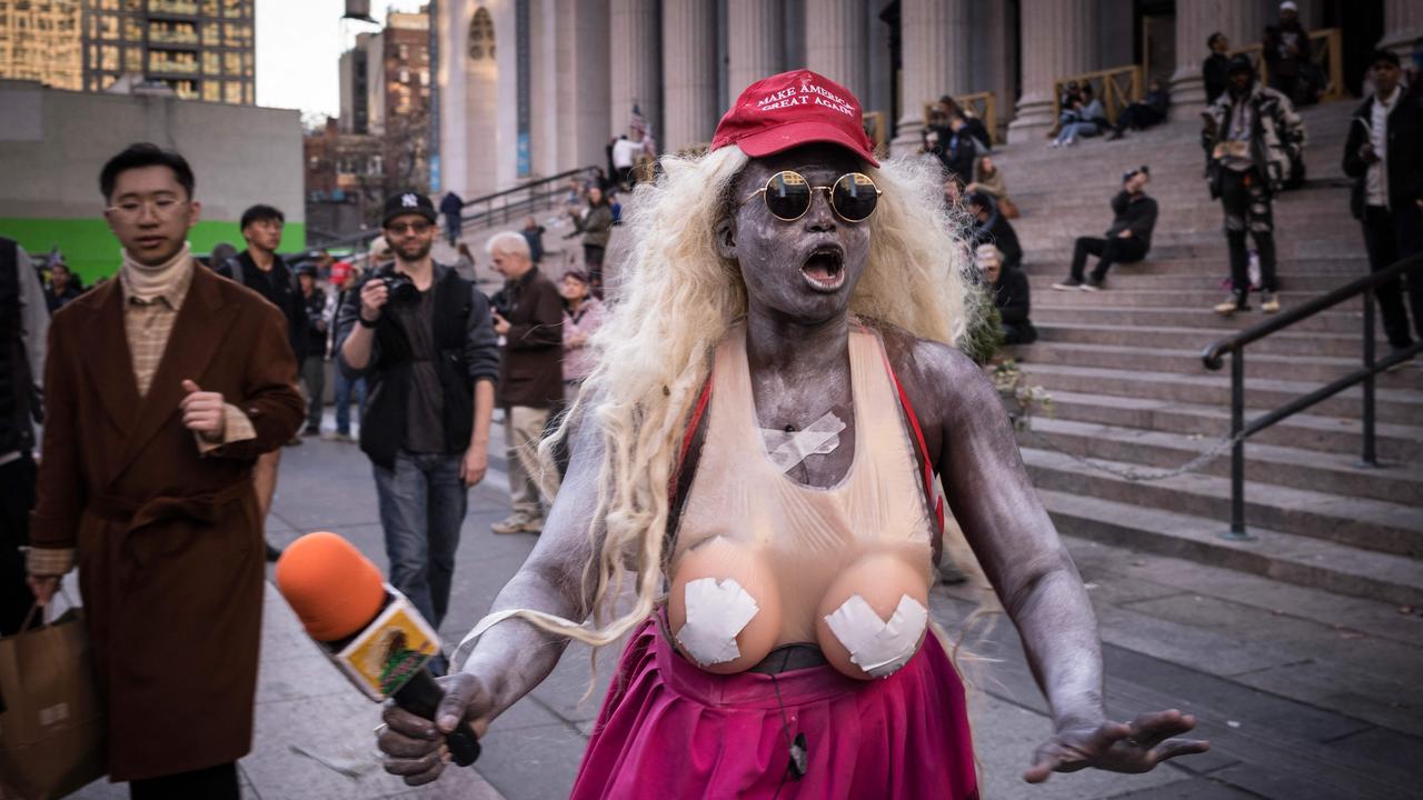 People demonstrate during a "Resist Facism" protest as former US President and Republican presidential candidate Donald Trump holds a campaign rally at Madison Square Garden Picture: AFP