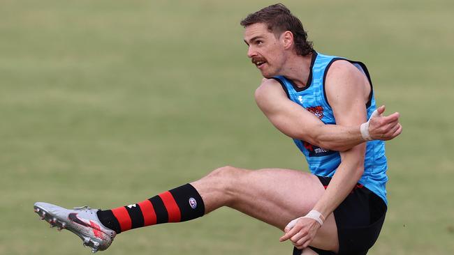 Joe Daniher trains at Essendon’s Queensland hub. Picture: Michael Klein