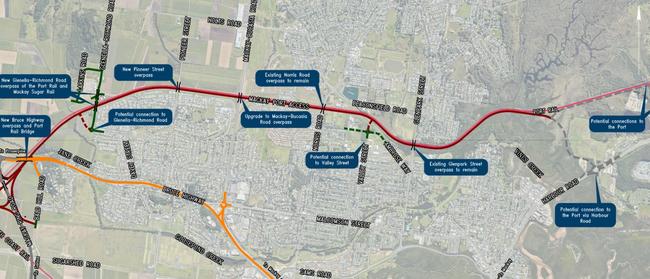 A preliminary map showing the Mackay Port Access Road. Picture: Department of Transport and Main Roads.