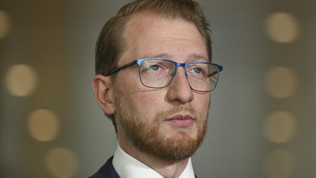 CANBERRA, Australia - NewsWire Photos - August 13, 2024: Julian Leeser and Senator James Paterson hold a press conference at Parliament House in Canberra. Picture: NewsWire / Martin Ollman