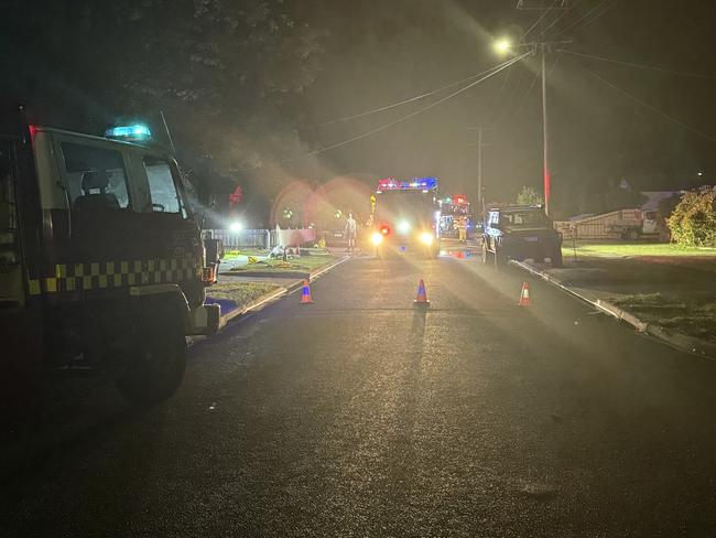 Finlayson Cr was closed for some time and crews remained on scene to monitor for hotspots. Picture: Jack Colantuono
