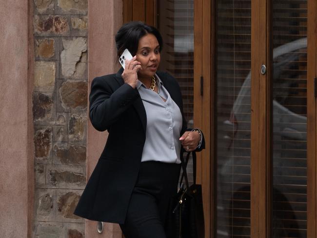 June 18, 2024: The sequel to Top End Wedding  being filmed in Pirie Street, Adelaide today. Lead actor Miranda Tapsell (right). NO BYLINE THANK YOU