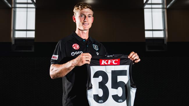 Port Adelaide recruits Joe Richards will wear the No.35 jersey. Picture: Matt Sampson/PAFC