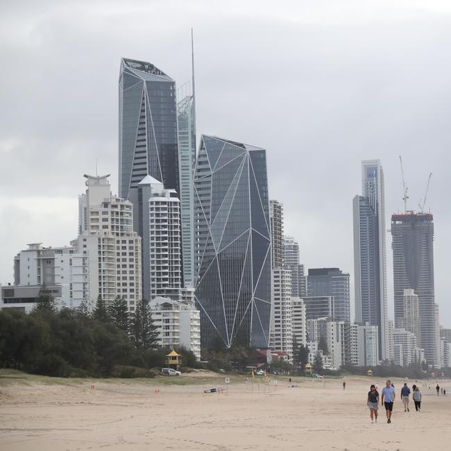Day three of the Gold Coast lockdown. Empty beaches at Broadbeach. Picture Glenn Hampson