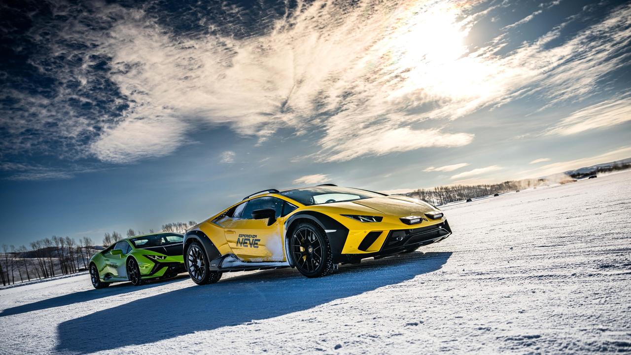 Ice driving in the Lamborghini Huracan Sterrato. Picture: Supplied