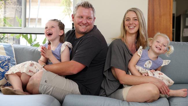 Kim and Rob Nash with their two daughters Matilda, 3, and Annabelle. 5. Picture: Sam Ruttyn