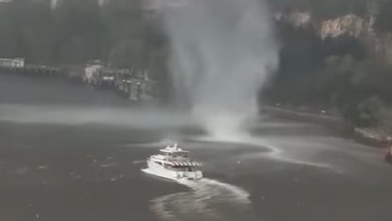 A mini tornado was recorded on the Brisbane River this afternoon. Picture: Supplied