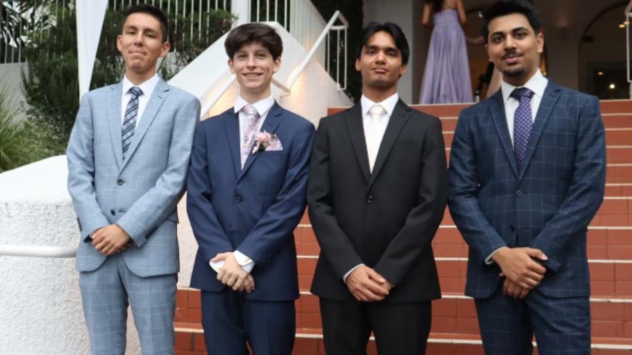 Dressed to the nines! Year 12 boys from Browns Plains State High School celebrated their final year with a formal dinner at The Greek Club in Brisbane.