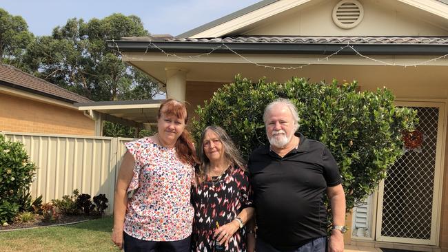 Neighbours Roslyn Dent (left), Barbara Osborn (middle) and Rod Dawson (right) to couple Richard Elzer and Karla Matthews Picture: Amy Ziniak