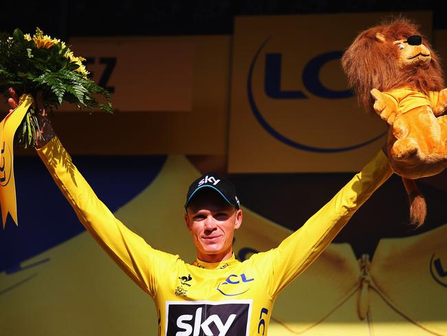 Chris Froome celebrates winning this year’s Tour.