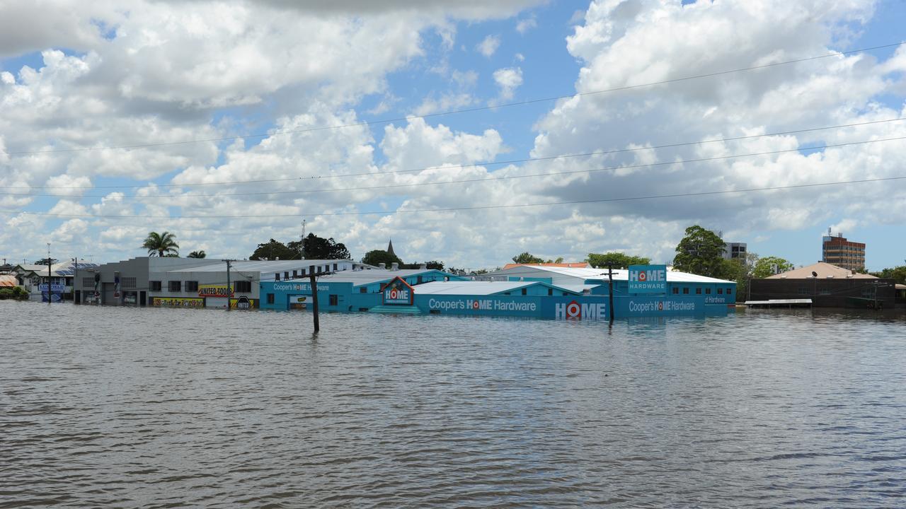 FLOOD LEVELS: Businesses in Electra Street during the 2013 Bundaberg floods. Photo: Mike Knott / NewsMail