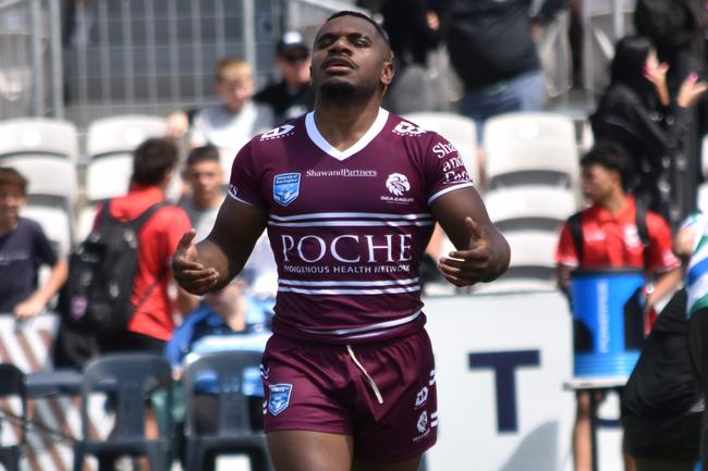 Alton Naiyep playing for Manly Sea Eagles at Jubilee Oval.