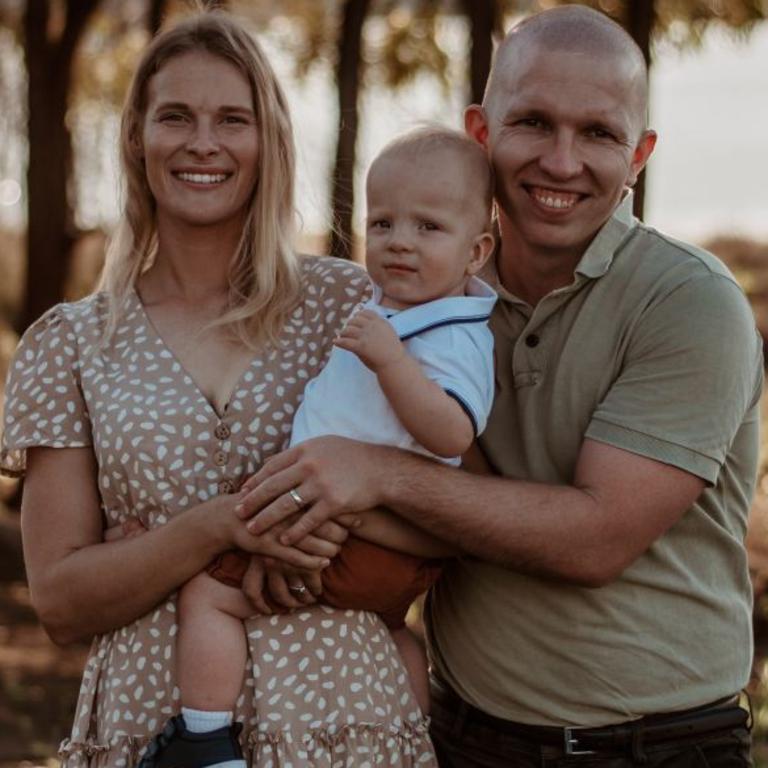 Biloela’s Lisa Lehtinen with teacher husband Jesse and 20-month-old Rory.