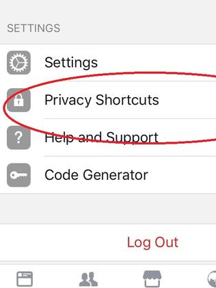 1. Click on the ‘Privacy Shortcuts’ tab.