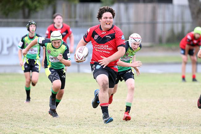 A Rugby League Gold Coast junior gala day at Burleigh Bears Junior Rugby League Club. Under 14s. Mudgeeraba vs Helensvale. Number 10 scoring. 5 September 2021 Miami Picture by Richard Gosling