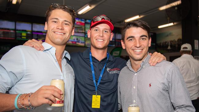 Jack Fischer, Vincent Huf and Max Hatzoglou at the 2023 Darwin Derby day. Picture: Pema Tamang Pakhrin