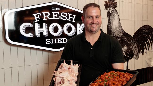 The Fresh Chook Shed’s owner Brad Macgregor-Skinner pictured at his store in April. Picture: Mark Dadswell.