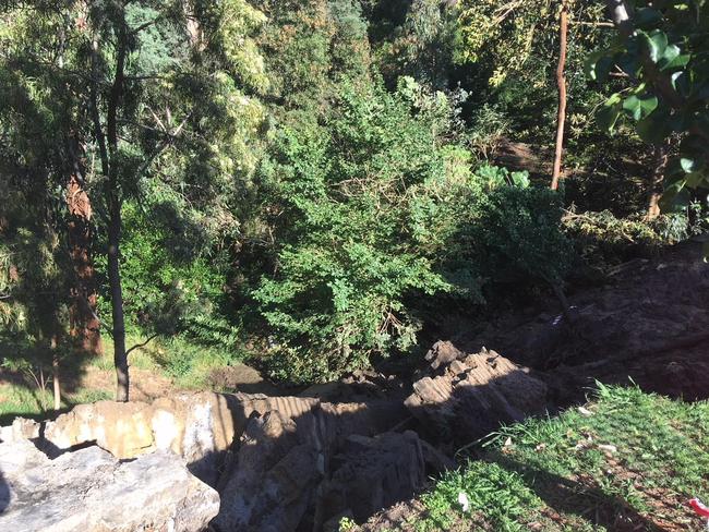 The aftermath of the landslide at Warrigal Rd. Picture: John Trevorrow