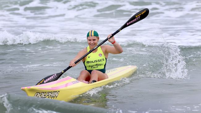 Natalia Drobot winning the under-19 female ski. Picture: SLSA.