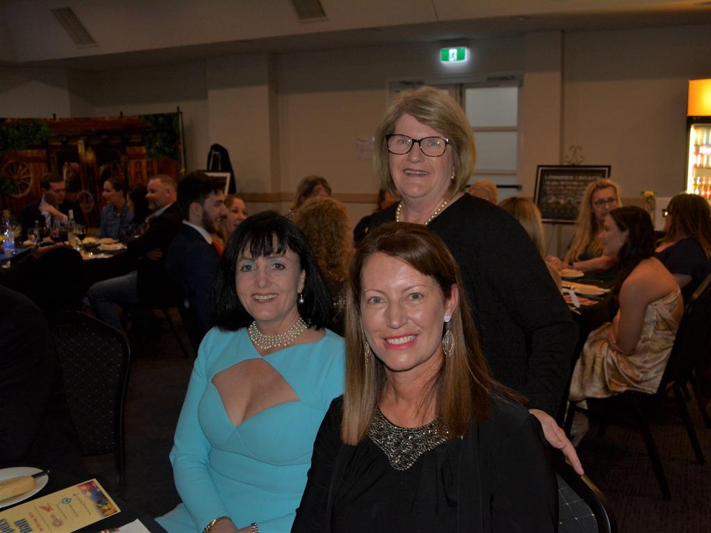 Southern Downs Councillors’ Cynthia McDonald (L) Sheryl Windle and Jo McNally (R) supporting Warwick's Coppers Ball charity event on Saturday night.