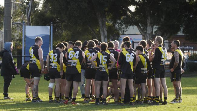 SFNL football Semi-final: South Mornington v Hallam. South Mornington players are dejected. Picture: Valeriu Campan