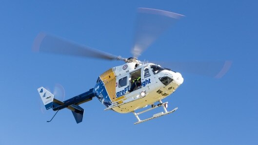 The CareFlight rescue helicopter has attended a vehicle fatality in Palumpa, in the Daly River region. Picture: Supplied