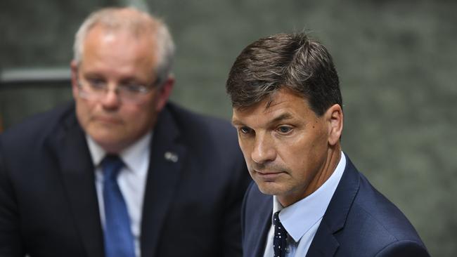 It’s been a disastrous week for Angus Taylor and Prime Minister Scott Morrison. Picture: AAP/Lukas Coch