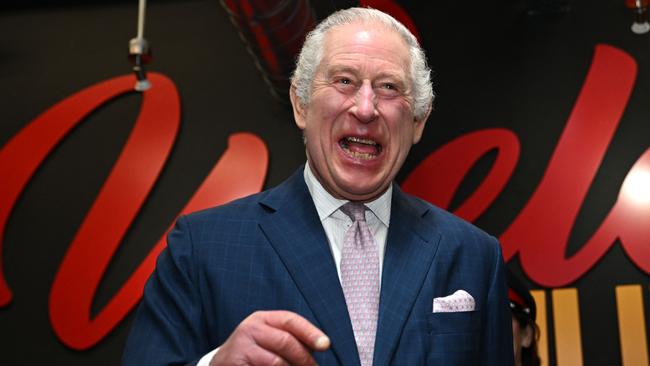 Britain's King Charles III laughs during a visit to the headquarters of cereal manufacturer Kellogg's Picture: AFP