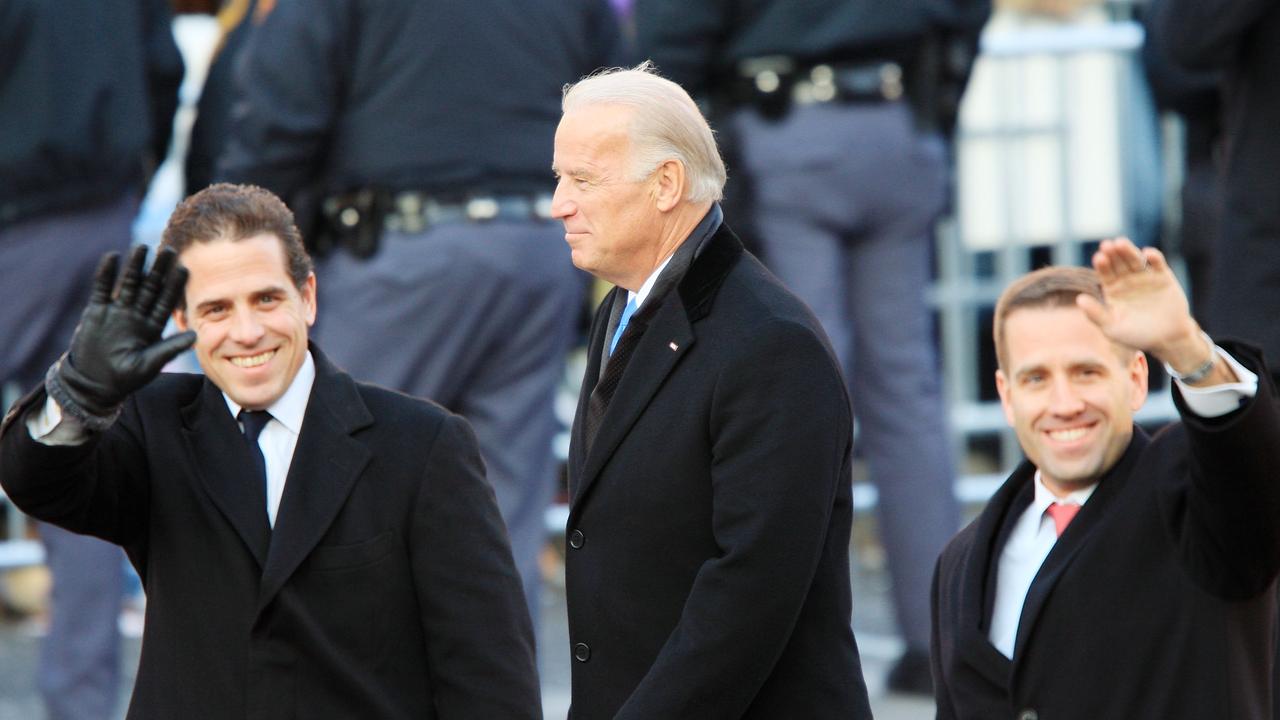 Joe Biden with son Hunter (left) and late son, Beau, at Barack Obama’s inauguration in 2009. Picture: Getty Images/AFP