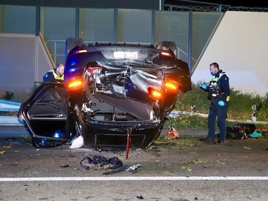 The driver was taken to hospital under police guard. Picture: Andrew Hosking