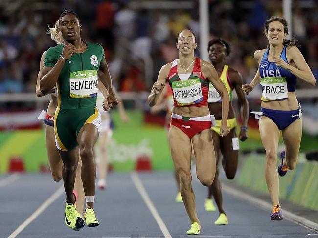 South Africa&#39;s Caster Semenya, left, in the 800m semi-finals.