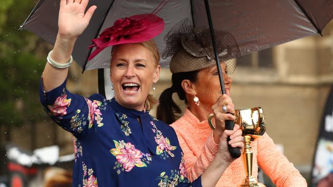 Lord Mayor Sally Capp (and VRC Chairman Amanda Elliott VRC Chairman at the 2019 Melbourne Cup Parade. Picture: Getty Images