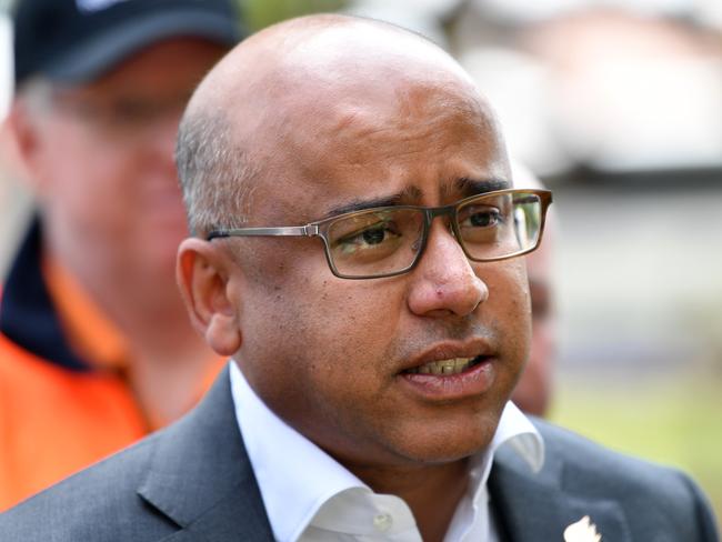 GFG Alliance executive chairman Sanjeev Gupta speaks to the media at an event marking the official handover of Arrium's steel and mining operations across Australia to the GFG Alliance at the Whyalla steelworks in Whyalla, South Australia, Friday, September, 1, 2017. (AAP Image/David Mariuz) NO ARCHIVING