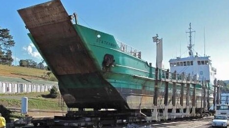 A Statesman barge that Kangaroo Island residents say is on its way to American River to ship timber to Port Adelaide. Picture: Supplied