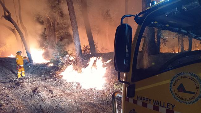 Fire on Fraser Island. Bushfire has been burning across the island – Photo supplied Cathedrals on Fraser