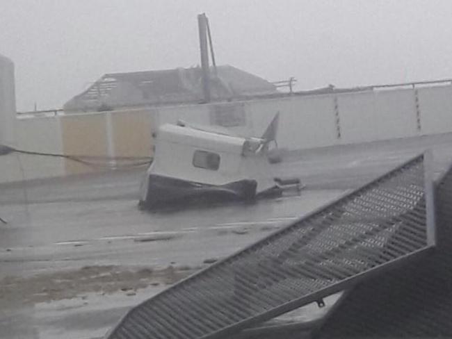 Strong winds caused damage at Princess Juliana International Airport. Picture: bondtehond/Twitter