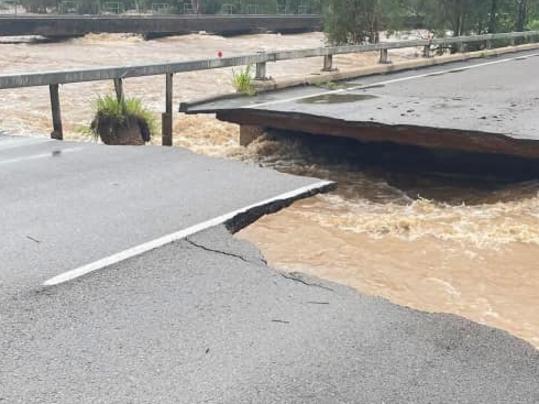 Ollera Creek Bridge washed away. Picture: Facebook