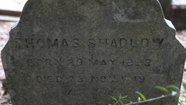 Thomas Shadlow’s grave at Badgerys Creek. Picture: Melvyn Knipe