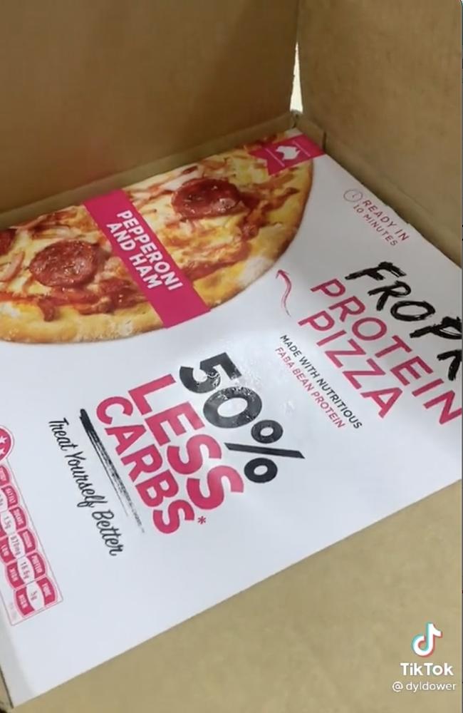 TikTok user @dyldower spotted the pizza arriving on shelves this week. Picture: TikTok/@dyldower