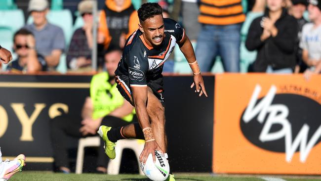 Daine Laurie angered a number of Tigers fans on social media after he was filmed celebrating the Panthers’ grand final win in a Penrith jersey. Picture: Gregg Porteous / NRL Photos