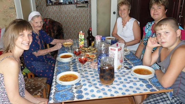 Hanging out with the relatives I was able to meet for the first time in rural Russia. Picture: Tatyana Leonov