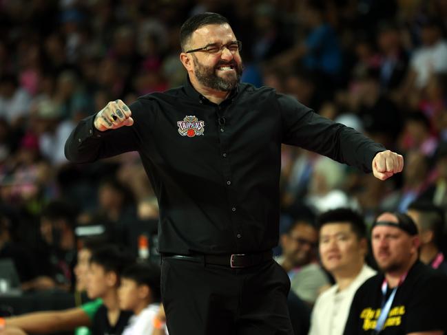 AUCKLAND, NEW ZEALAND - FEBRUARY 01: Cairns Taipans coach Adam Forde during the round 19 NBL match between New Zealand Breakers and Cairns Taipans at Spark Arena, on February 01, 2025, in Auckland, New Zealand. (Photo by Fiona Goodall/Getty Images)