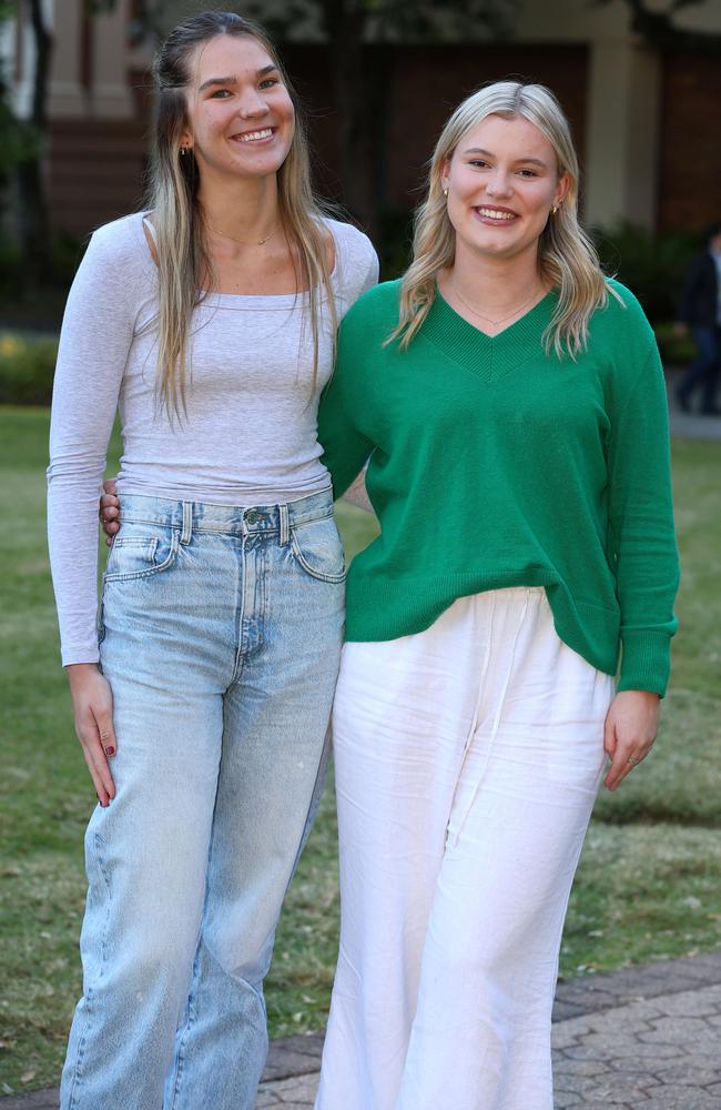 QUT students Asha Enders (left) and Georgie Pryor. Picture: David Clark