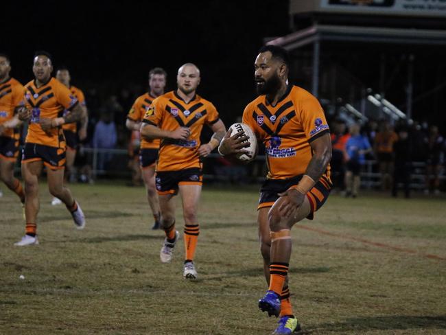 Israel Folau makes his Rugby League Gold Coast debut for Southport Tigers against defending champions Runaway Bay at Owen Park, Southport. Pic Mike Batterham