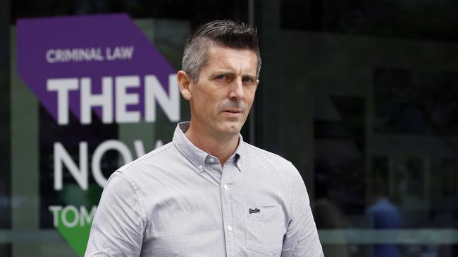 Lee Lovell leaves the Brisbane Supreme Court on Monday after a youth pleaded guilty to the murder of his wife, Emma Lovell, in 2022. Picture: Tertius Pickard