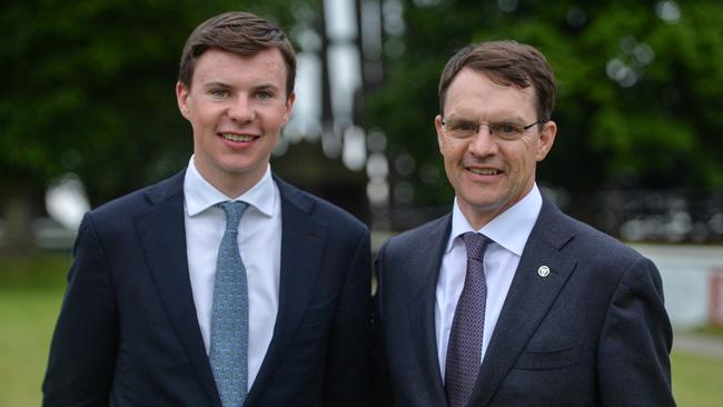 Aidan O'Brien with son Joseph. Picture: Sportsfile via Getty Images