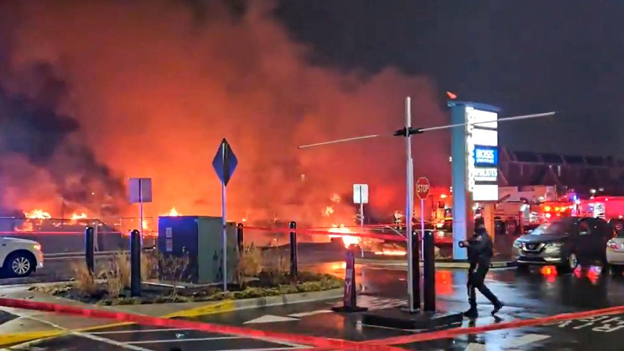 Emergency responders after a small aircraft crashed in a neighbourhood in Northeast Philadelphia, Pennsylvania on January 31, 2025. Picture: @lika_3639 / AFP