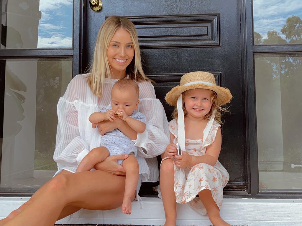 Amber Ward, with children Hugo and Lilly, has launched babies and children label Sunday Sands.